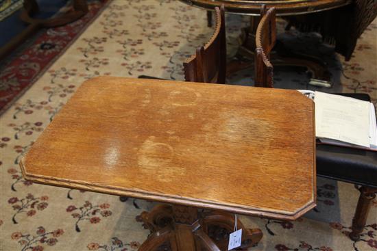 Attributed to A. W. N. Pugin (1812-52). A pair of mid 19th century Reformed Gothic oak pedestal tables, supplied by John Webb, probably